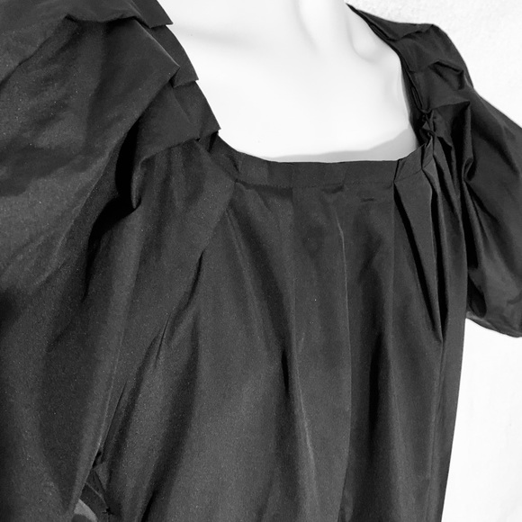 Rare BCBGMaxazria Black XS Boxy Poofed Sleeves Top - Picture 3 of 7